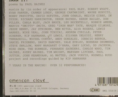 Haines,Paul: Darn It !, American Clave (AMCL1014 2), D, 1993 Typ: 2CD Best.-Nr.: 93187 Preis: 10,00 Euro