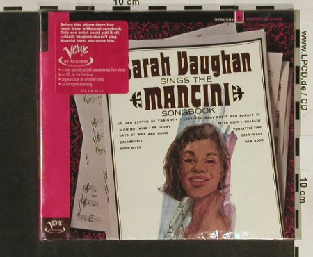 Vaughan,Sarah: Sings The Mancini Songbook'65,Digi, Verve(558 401-2), FS New, 1998 - CD - 93200 - 11,50 Euro