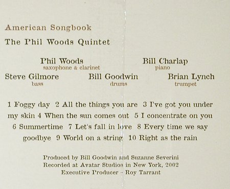 Woods New Quintet,Phil: American Songbook, FS-New, Kind of Blue, EU, 2006 Typ: CD Best.-Nr.: 93928 Preis: 11,50 Euro