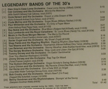 V.A.Legendary Bands Of The 30's: Glen Gray's Casa..Goodman, 20 Tr., Pro Arte (CDD 485), US, 1991 Typ: CD Best.-Nr.: 94916 Preis: 10,00 Euro
