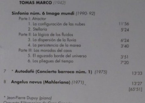 Marco,Tomas: Sinfonia Num.6/Autodafe/Angelus Nov, Hyades Art(SGAE 0010), E,vg+/m-,  - CD - 94931 - 7,50 Euro