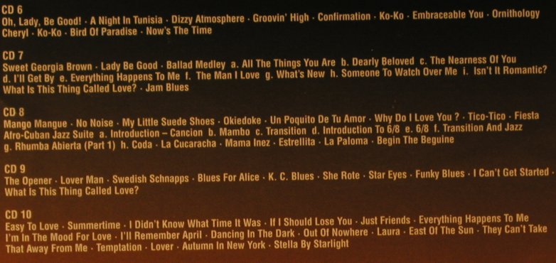 Parker,Charlie "The Bird": Portrait, Box Set,Booklet, Past Perfect(), D, 2000 - 10CD - 94966 - 20,00 Euro