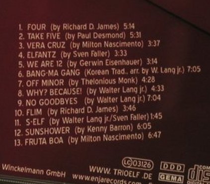 Trio Elf: Gerwin Eisenhauer,W.Lang,S.Faller, Enja, , 2006 Typ: CD Best.-Nr.: 96101 Preis: 10,00 Euro