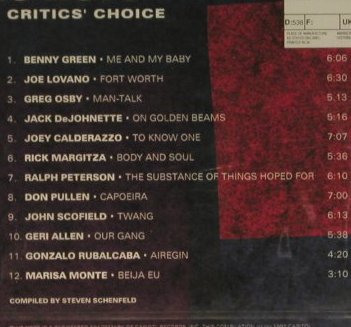 V.A.Critics' Choice: Benny Green..Marisa Monte,12Tr., Blue Note, UK, FS-New, 1992 Typ: CD Best.-Nr.: 97359 Preis: 5,00 Euro