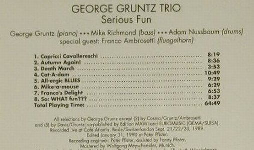 Gruntz Trio,George: Serious Fun(90), Enja(6038-2), A, 2002 - CD - 97371 - 5,00 Euro