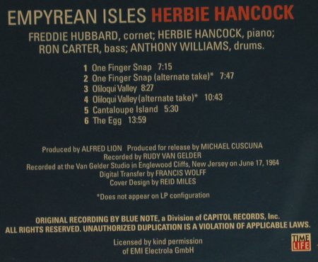 Hancock,Herbie: Empyrean Isles, Blue Note, , 1987 Typ: CD Best.-Nr.: 97374 Preis: 6,00 Euro