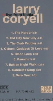 Coryell,Larry: Live From Bahia, CTI(), D, 1992 - CD - 97379 - 5,00 Euro