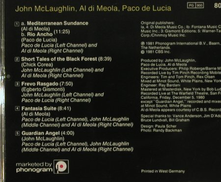 Di Meola/McLaughlin/deLucia: Friday Night In SanFrancisco, Philips, D, 1981 Typ: CD Best.-Nr.: 97384 Preis: 7,50 Euro