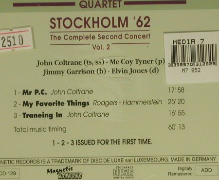 Coltrane Quartet,John: Stockholm´62,2nd Conc.Vol.2,FS-New, Magnetic(MRCD128), D,  - CD - 97393 - 6,00 Euro