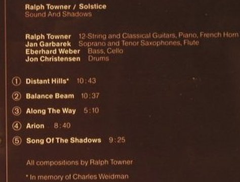 Towner,Ralph: Solstice-Sound And Shadow'77, ECM (829 386-2), D Typ: CD Best.-Nr.: 97700 Preis: 7,50 Euro