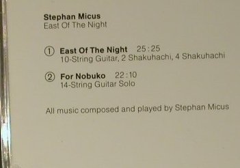 Micus,Stephan: East Of THe Night, ECM(), D, 1985 - CD - 97717 - 7,50 Euro