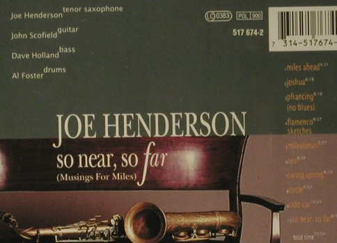 Henderson,Joe: So Near So Far, Verve (517 674-2), , 1993 Typ: CD Best.-Nr.: 97722 Preis: 7,50 Euro