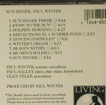 Winter,Paul: Sun Singer, Living Music (LD0003), US, 1983 Typ: CD Best.-Nr.: 97723 Preis: 7,50 Euro