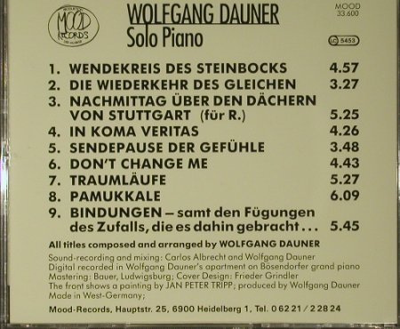 Dauner,Wolfgang: Solo Piano, Mood (33.600), D Typ: CD Best.-Nr.: 97727 Preis: 10,00 Euro
