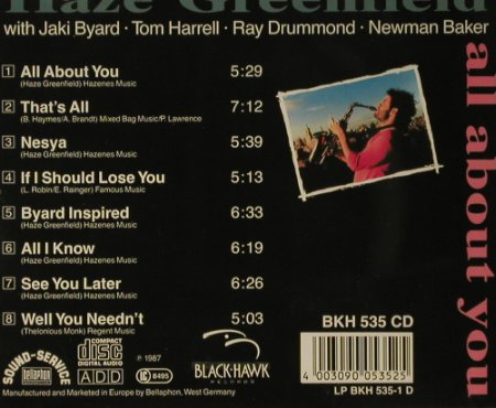 Greenfield,Haze: All about you, Blackhawk (BKH 535 cd), D, 1987 Typ: CD Best.-Nr.: 97745 Preis: 10,00 Euro