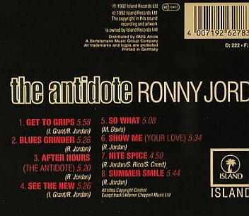 Jordan,Ronnie: The Antidote, Island, D, 1992 Typ: CD Best.-Nr.: 97787 Preis: 7,50 Euro