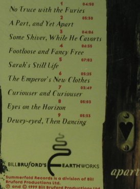 Bruford's Earthworks,Bill: A Part,And Yet Apart, B.Bruford(BBSF003cd), UK, 1999 - CD - 98049 - 10,00 Euro