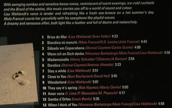 Wahlandt,Lisa meets Mulo Francel: Brisa Do Mar, Digi, GLM/Fine (FM 129-2), D, 2008 Typ: CD Best.-Nr.: 98325 Preis: 10,00 Euro