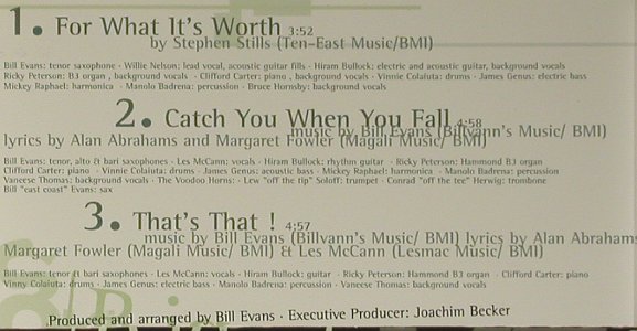 Evans,Bill - feat Willie Nelson: For What it's Worth+2, ESC, EEC, 2002 Typ: CD5" Best.-Nr.: 98427 Preis: 4,00 Euro