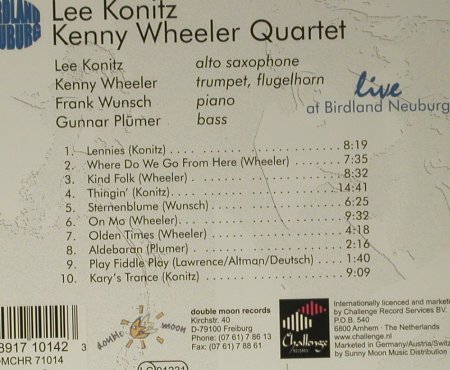 Konitz,Lee / Kenny Wheeler Quartet: Live at Birdland Neuburg, DoubleMoon, D, 1999 Typ: CD Best.-Nr.: 98448 Preis: 10,00 Euro