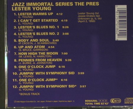 Young,Lester: Jazz Immortal Series,Vol.2-The Pres, Savoy(), J, 1992 - CD - 98451 - 7,50 Euro