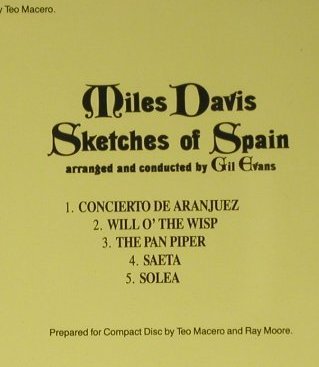 Davis,Miles: Sketches Of Spain '67, CBS, A, 1967 Typ: CD Best.-Nr.: 98899 Preis: 7,50 Euro