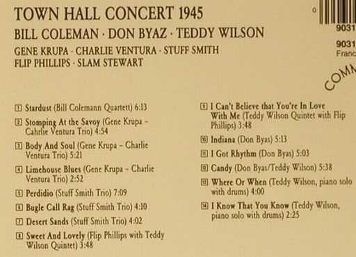 Coleman,Bill/Don Byaz/Teddy Wilson: Town Hall Concert 1945, Commodore(9031-72739-2), D, 1991 - CD - 99010 - 7,50 Euro