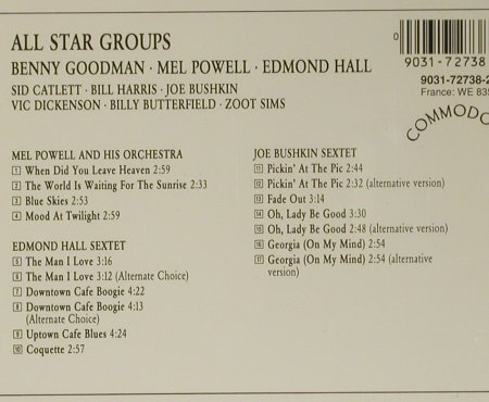 Goodman,Benny/Mel Powel/Edmond Hall: All Star Groups, Commodore(9031-72738-2), D, 1991 - CD - 99021 - 7,50 Euro