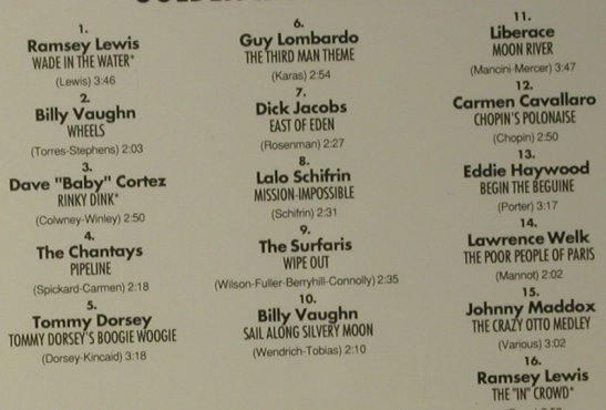 V.A.Golden Instrumentals: 16 Original Hits(Golden Gate Coll.), MCA/Teldec, D, 1990 Typ: CD Best.-Nr.: 99026 Preis: 5,00 Euro
