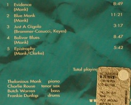 Monk,Thelonious: Live In Japan 1963, Edimedia(JAR 970-2), I, 1999 - CD - 99371 - 6,00 Euro