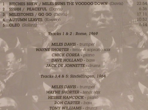Davis,Miles: The Very Best of '1964 '69, Millenium Edition (MILcd19), I Typ: CD Best.-Nr.: 99778 Preis: 5,00 Euro