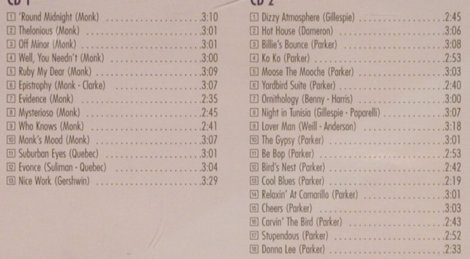 Monk,Thelonious / Charlie Parker: Round Midnight, History(20.1981-302), CZ,  - 2CD - 99780 - 5,00 Euro