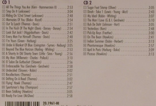 Hawkins,Coleman: Bean Stalking - From Swing to Bebop, History (20.1961-HI), , 1996 Typ: 2CD Best.-Nr.: 99893 Preis: 5,00 Euro