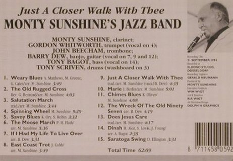 Monty Sunshine's Jazz Band: Just A Closer Walk With Thee, Timeless(TTD 592), NL, 1995 - CD - 99698 - 7,50 Euro