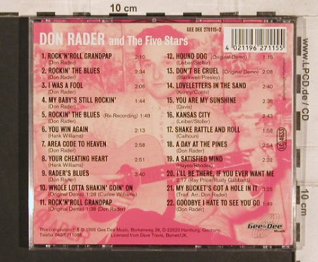 Rader,Don: Detroit Rockabilly Man, 22 Tr., Gee-Dee (270115-2), D, 1995 Typ: CD Best.-Nr.: 83289 Preis: 10,00 Euro