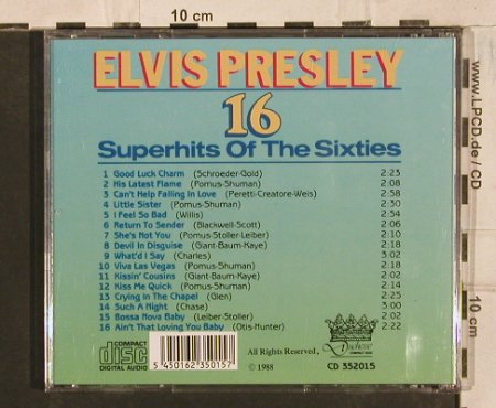 Presley,Elvis: 16 Superhits Of The Sixties, Duchesse (CD 352015), EEC, 1988 Typ: CD Best.-Nr.: 83687 Preis: 5,00 Euro