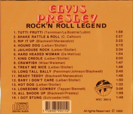 Presley,Elvis: R'n'R Legend, World Star (WSC 99015), , 1989 Typ: CD Best.-Nr.: 83691 Preis: 5,00 Euro