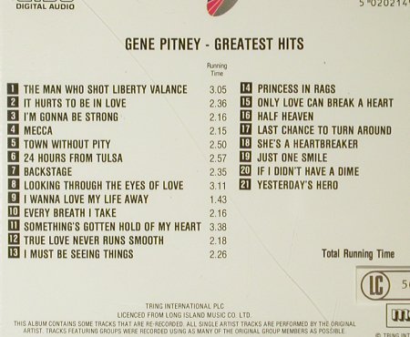 Pitney,Gene: Greatest Hits. 21 Tr., Tring/Mcps, EEC Typ: CD Best.-Nr.: 83840 Preis: 7,50 Euro