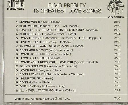 Presley,Elvis: 18 Greatest Love Songs, World Star(WSC 99025), , 87 - CD - 90206 - 10,00 Euro