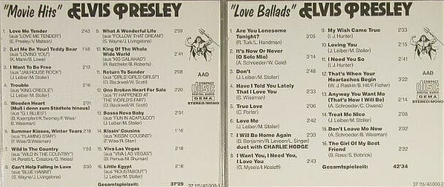 Presley,Elvis: Same , 4CD no Box,Vol.1-4, 37115 (40.000-1..4), D Typ: 4CD Best.-Nr.: 90258 Preis: 10,00 Euro
