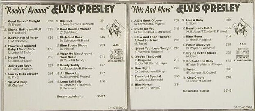 Presley,Elvis: Same , 4CD no Box,Vol.1-4, 37115 (40.000-1..4), D Typ: 4CD Best.-Nr.: 90258 Preis: 10,00 Euro