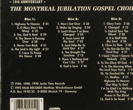 Montreal Jubilation Gospel Choir: 10th Anniversary, Enja(), D, 1992 - 3CD - 90971 - 10,00 Euro