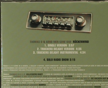 Thomas D: Rückenwind*3, Four Music(865248 2), D, 1997 - CD5inch - 95802 - 4,00 Euro