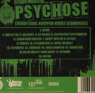 Grüne Medizin: Psychose, FS-New, Sektenmuzik, EU, 2007 Typ: CD Best.-Nr.: 97652 Preis: 7,50 Euro