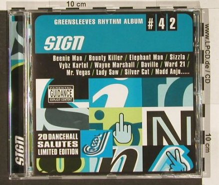 V.A.Sign: Riddim, 20 Tr., GreenSleev (Rhythm#42), Promo, 03 Typ: CD Best.-Nr.: 51716 Preis: 5,00 Euro