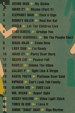 V.A.Sign: Riddim, 20 Tr., GreenSleev (Rhythm#42), Promo, 03 Typ: CD Best.-Nr.: 51716 Preis: 5,00 Euro