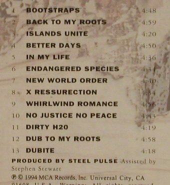 Steel Pulse: Vex, MCA, UK, 94 Typ: CD Best.-Nr.: 51883 Preis: 10,00 Euro