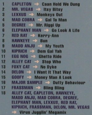 V.A.Virus: Rhythm Album Vol. 2, Greensleeves Rec., , 00 Typ: CD Best.-Nr.: 54887 Preis: 6,00 Euro
