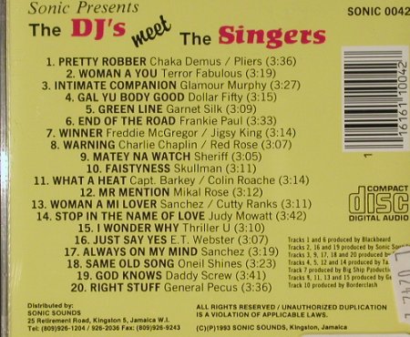 V.A.Sonic presents: The DJ's meet the Singers, Sonic Sound (Sonic 0042), CDN, 1993 Typ: CD Best.-Nr.: 61406 Preis: 6,00 Euro