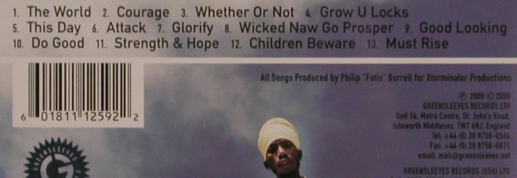 Sizzla: Bobo Ashanti, Greensleeves Rec. (GRELcd259), UK, 00 Typ: CD Best.-Nr.: 68111 Preis: 7,50 Euro